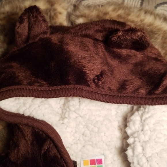Choc. Brown Fleeced Line Bear Hoodie - Picture 3 of 4